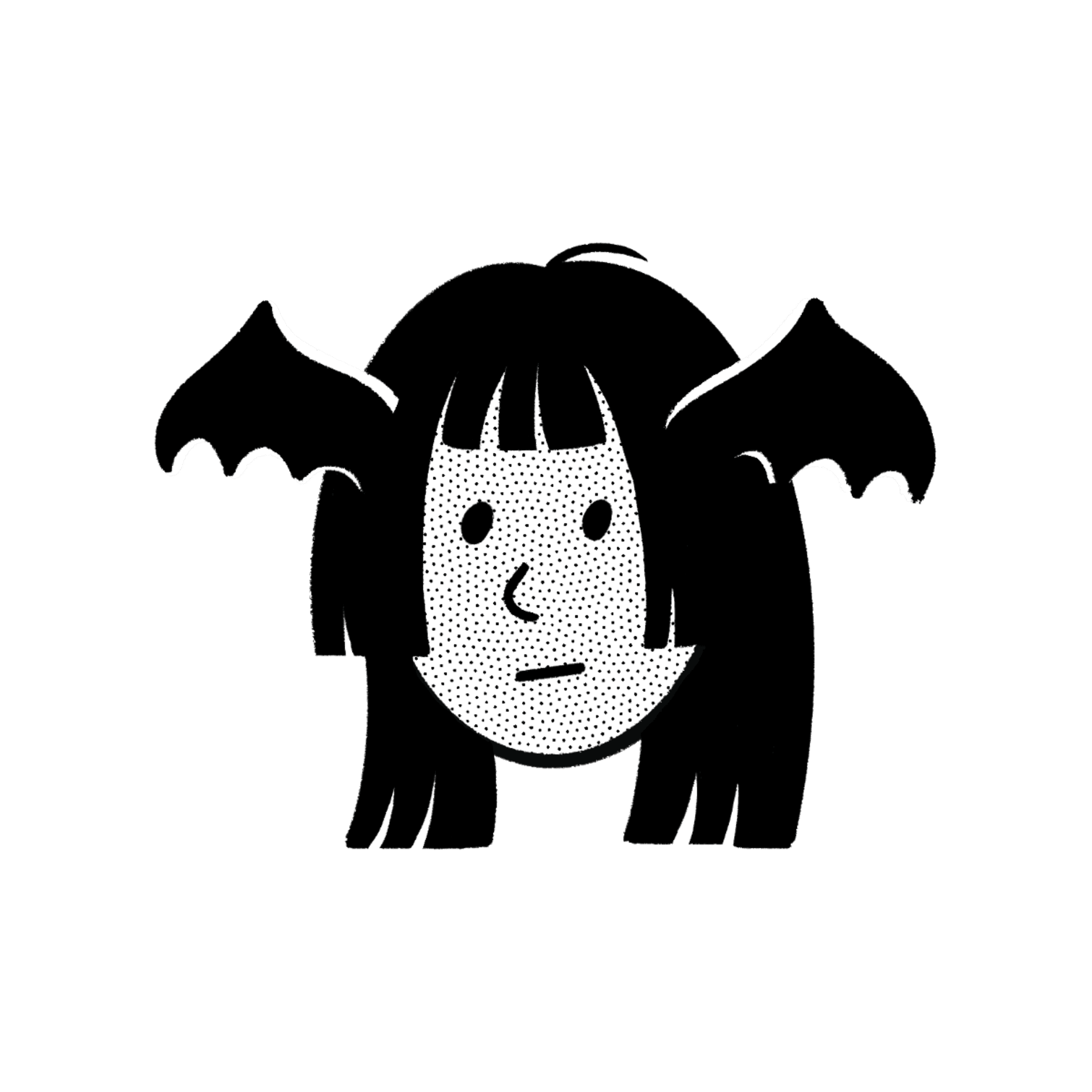 Illustrated portrait of Sandra with bat wings